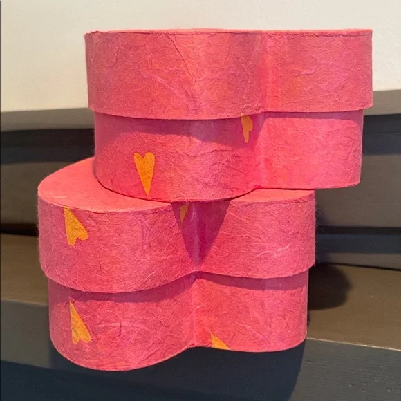 Set of 4 Pink Heart-Shaped Storage Boxes NWT Never Used - Picture 7 of 11